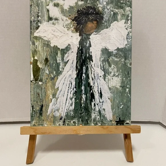 Abstract Angel Wall Art Print Framed-Greens and White made from my original art. - Picture 4 of 5